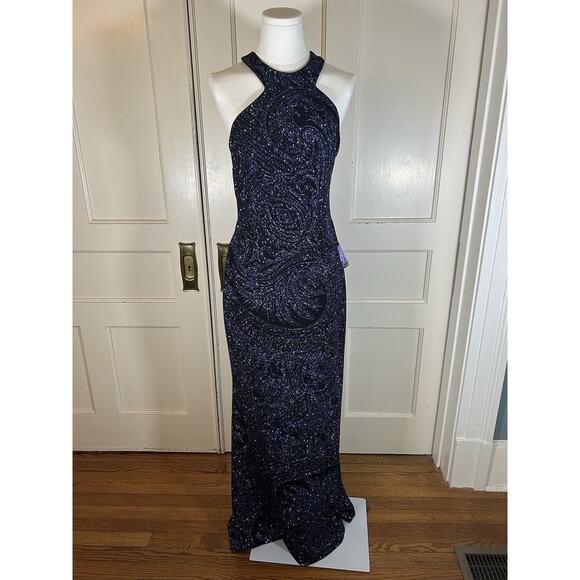 Y2K Morgan And Co Glitter Backless Prom Formal Dress Juniors Size 9 Purple NWT - Picture 1 of 10